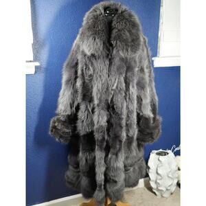 Gorgeous New Slate Blue gray Fox Fur Swing 105" Fur Coat Jacket XL Plus